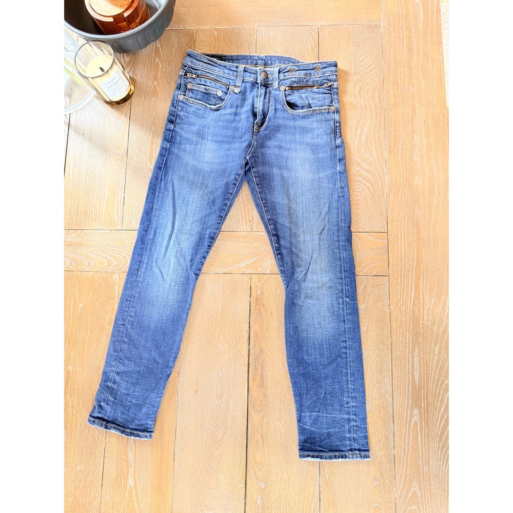 R13 Biker Boy Jeans Womens 26 Howell Indigo‎ Blue Denim Made In Italy Excellent